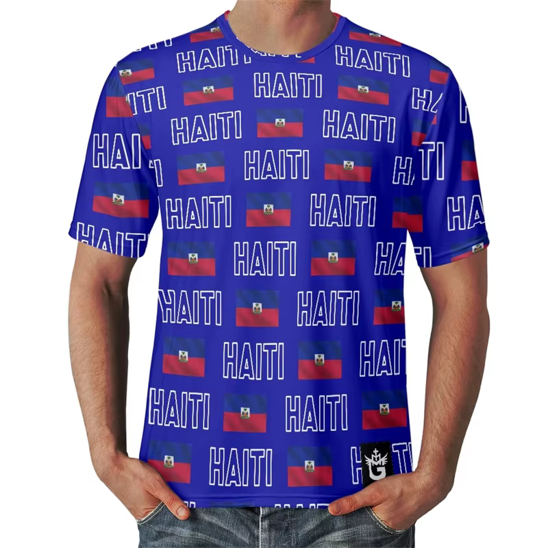 T-shirt de football Haïti 2026 pour hommes – Vêtement sportif à séchage rapide avec logo drapeau haïtien