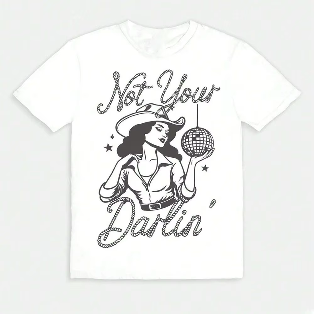 T-Shirt à Manches Courtes et Col Ras du Cou pour Femme