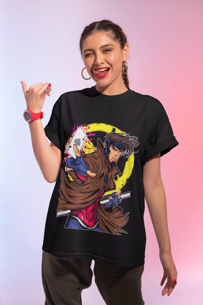 Gambit Card Trick T-Shirt x-men pour hommes, chemise unisexe grise, toutes tailles