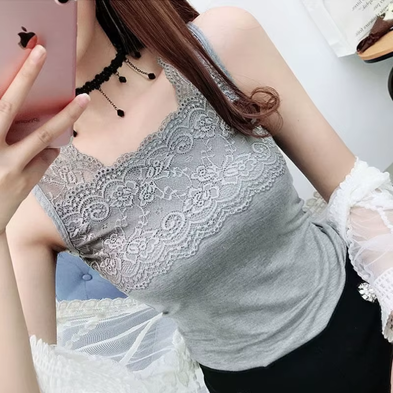 Nouveau débardeur halter en dentelle sexy pour femme