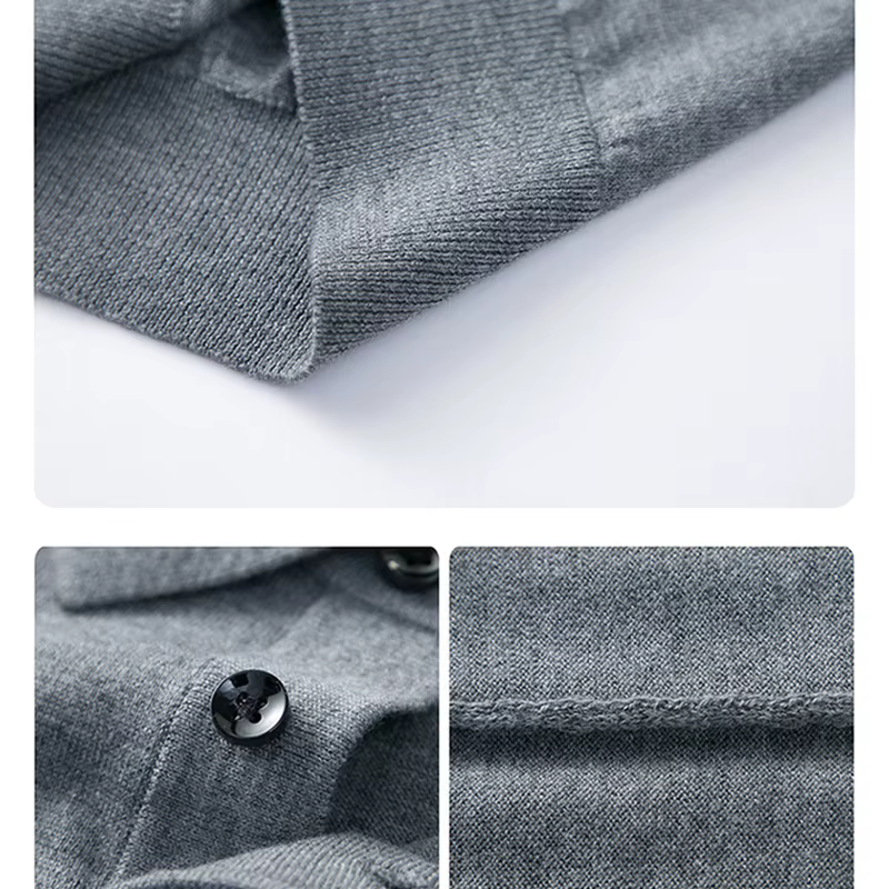 Haute qualité Ultra Fine 100% laine mérinos printemps été hommes d'affaires col Polo à manches courtes