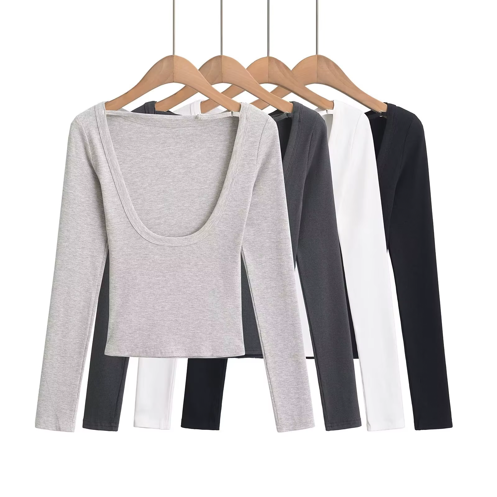 T-shirt manches longues pour femmes, haut à dos ouvert