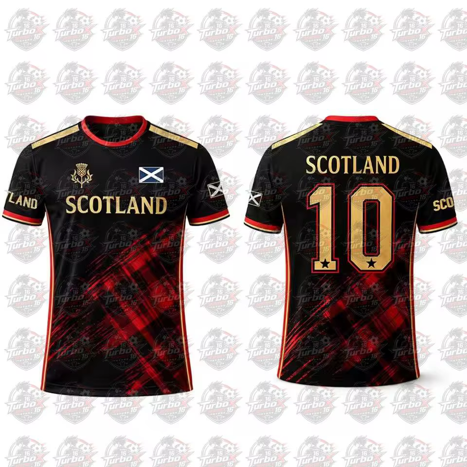 T-shirt imprimé drapeau écossais 2026 – Maillot de football respirant et à séchage rapide pour homme – Tenue d'entraînement quotidienne – Cadeau pour supporter