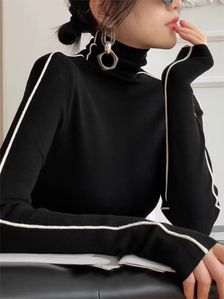Mode col haut T-shirt femmes automne hiver