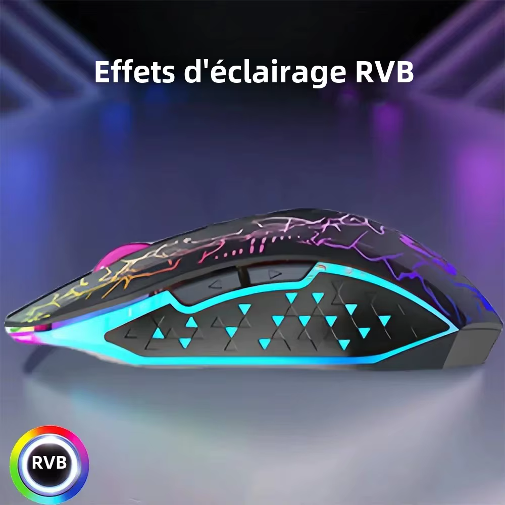 Souris sans fil Bluetooth 5.2 RGB 2.4G, double Mode, pour jeu, 6 boutons, silencieuse, pour MacBook, tablette, ordinateurs portables