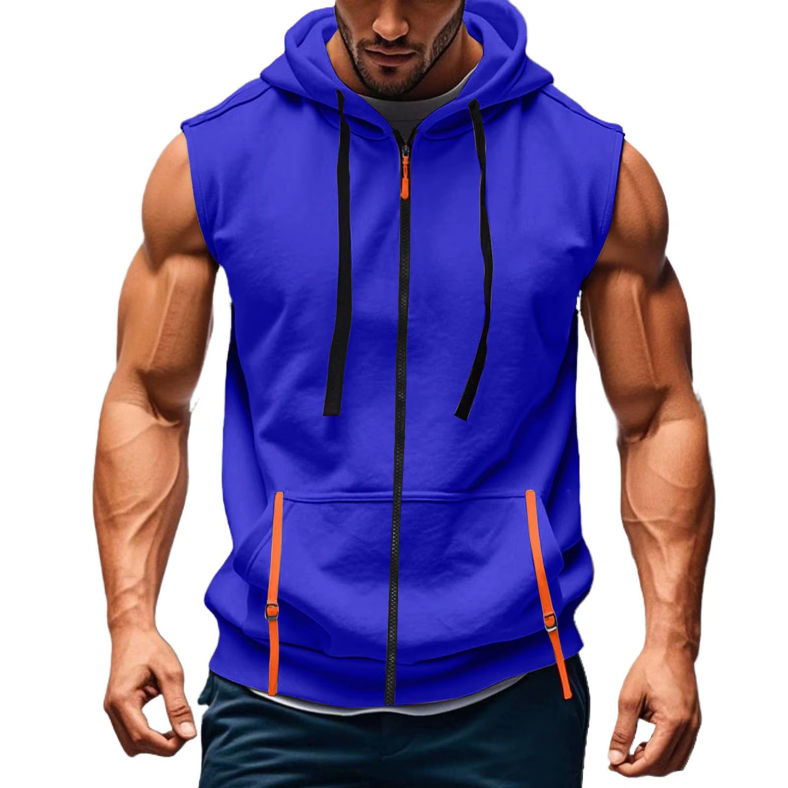 Nouveau Gilet à Capuche Zippé Sans Manches pour Homme 2026 – Débardeur Décontracté de Sport et de Gym avec Poches –