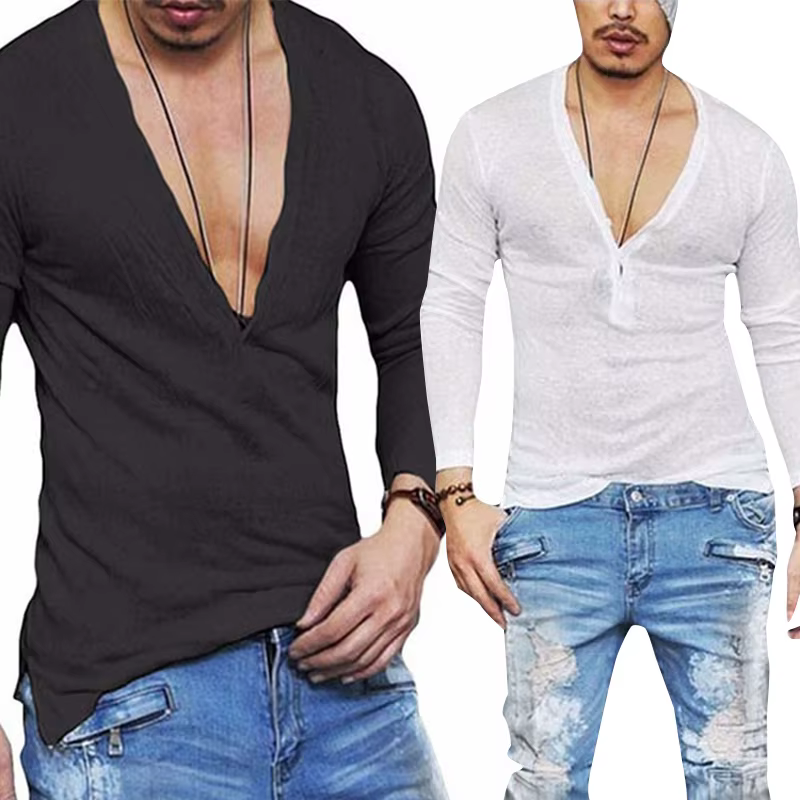 T-shirt à col en V profond pour hommes