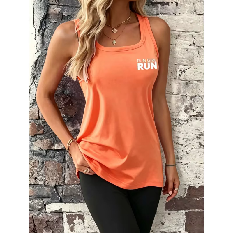 Haut sans manches pour femme avec motif de lettres simple