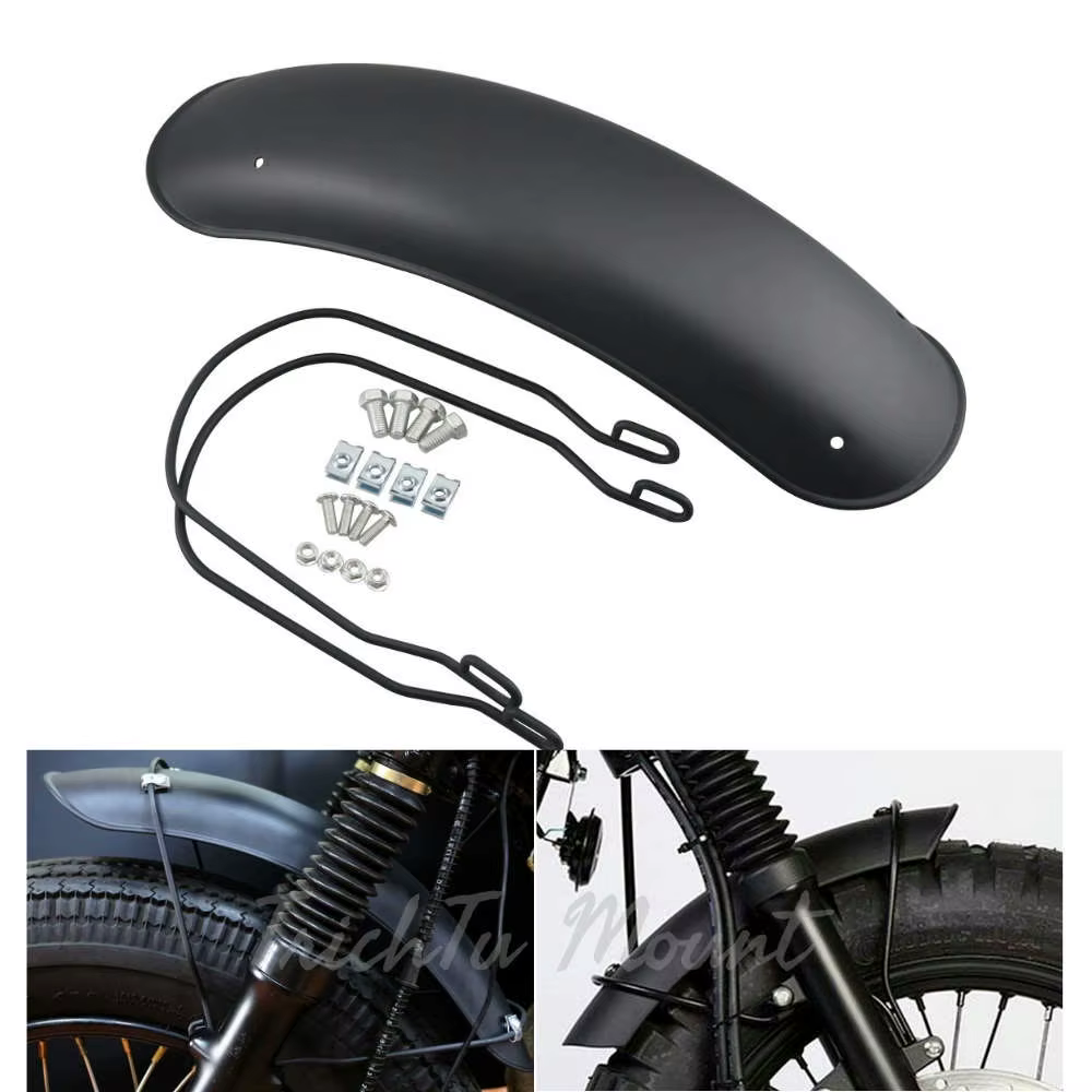 Garde-boue avant de moto Vintage noir mat avec support pour Harley Bobber Honda Yamaha Suzuki GN125 Cafe Racer Tracker