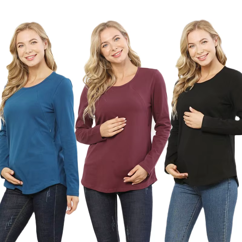 Automne à manches longues grossesse vêtements de maternité hauts d'allaitement pour les femmes enceintes haut