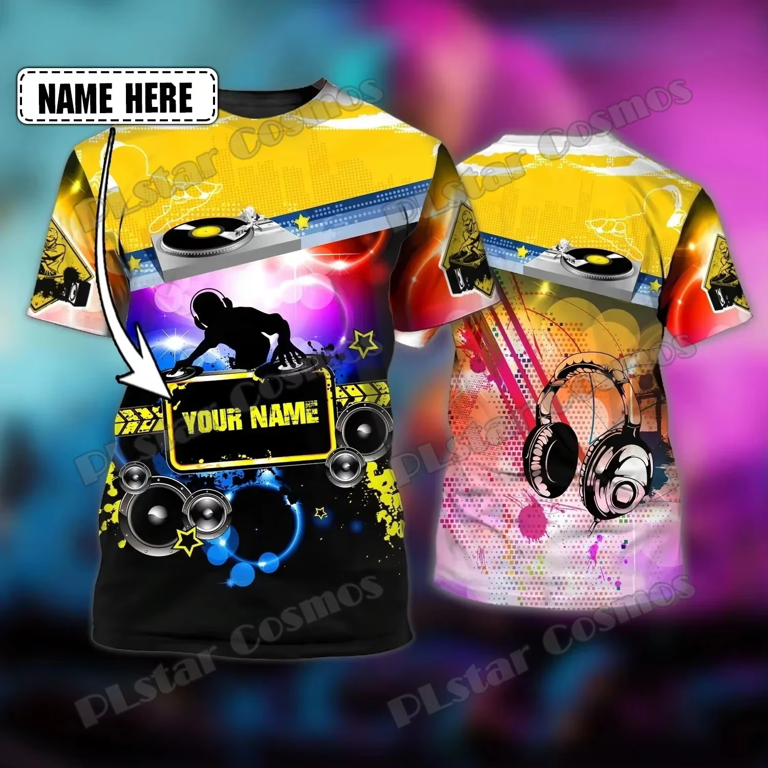 Nom personnalisé DJ Cat Disc Jockey 3D imprimé mode hommes T-Shirt été unisexe décontracté