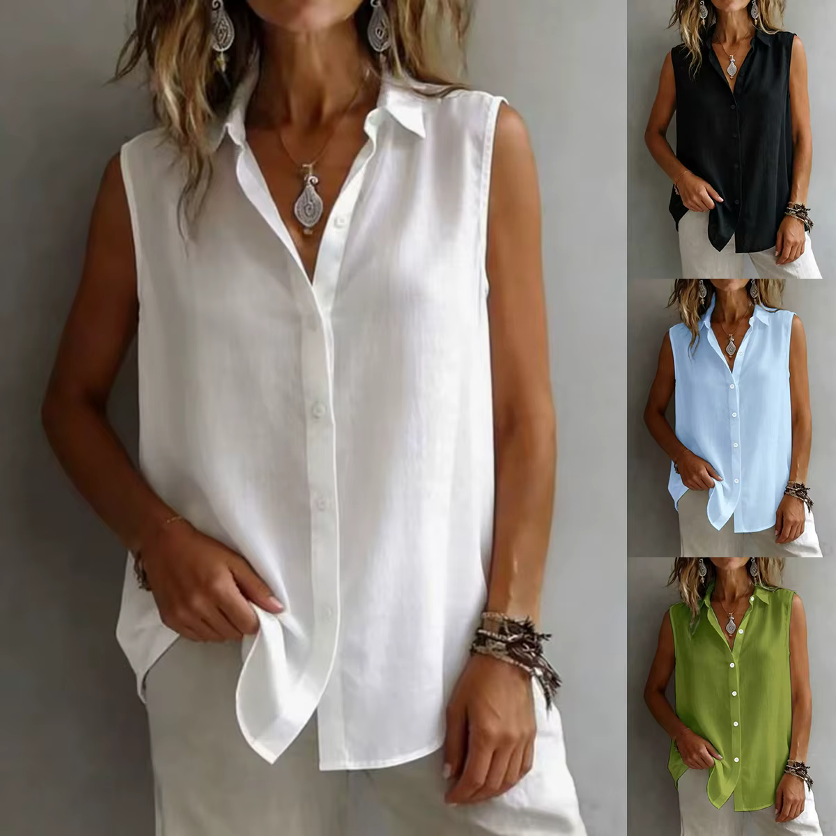 Nouvelles Blouses d'été sans manches pour femme