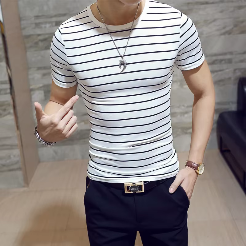 MRMT 2026 Nouveaux T-shirts Rayés pour Hommes – T-shirt à Manches Courtes Rayé pour Homme – Hauts et Tees à Col Rond pour Vêtements Masculins