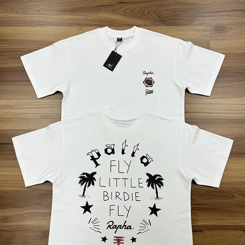 Nouveauté T-shirt Patta Style Streetwear Américain avec Imprimé Palmiers et Étoiles Hauts à Manches Courtes pour Homme
