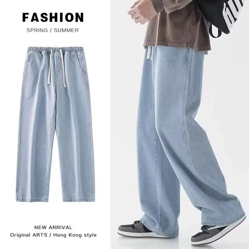 Nouveau Jean Streetwear Ample Homme 2026 Style Coréen Tendance Coupe Droite Large Pantalon