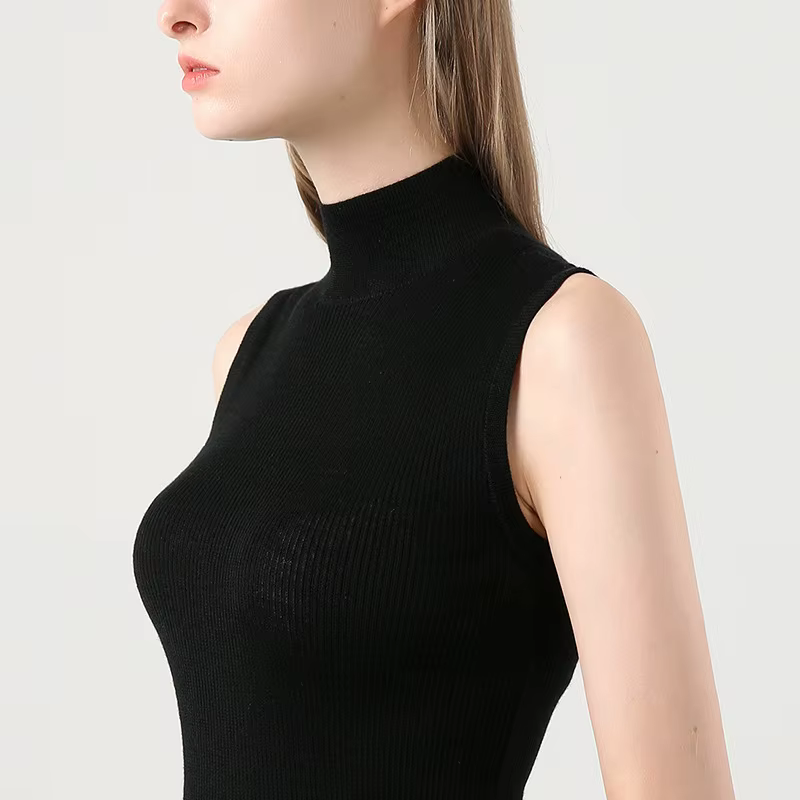 Gilet tricoté noir sans manches