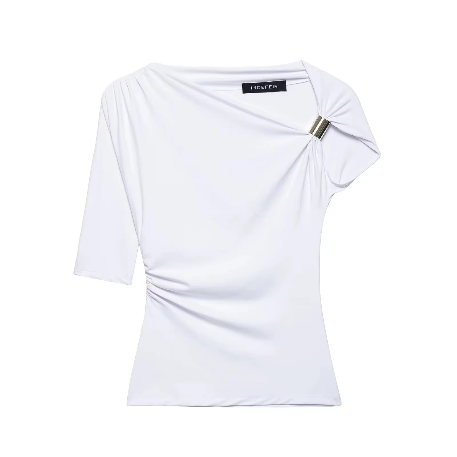T-shirt en nylon asymétrique coupe ajustée