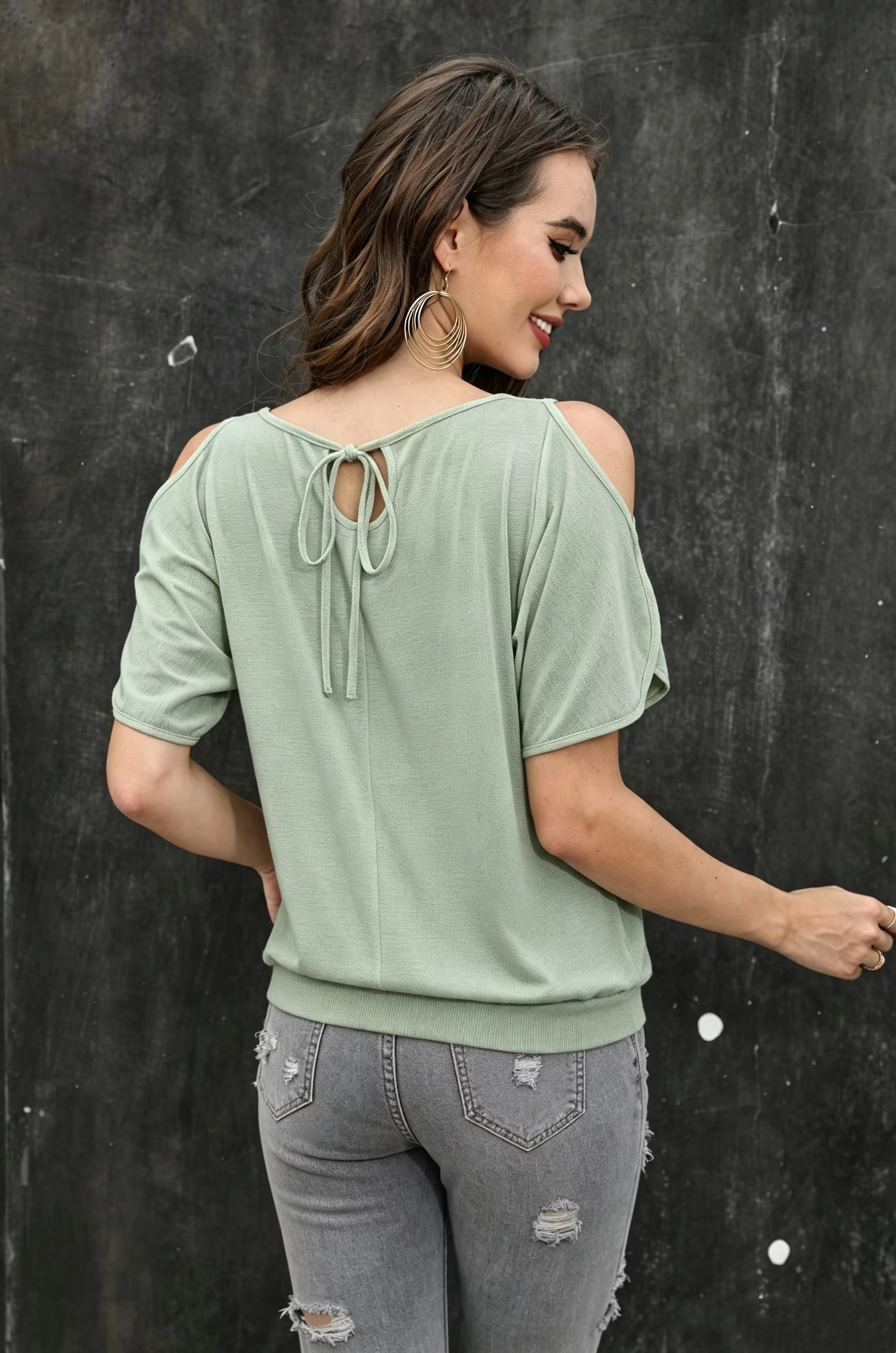 Tops sexy à épaules dénudées pour femmes - T-shirt chic à col torsadé et manches courtes