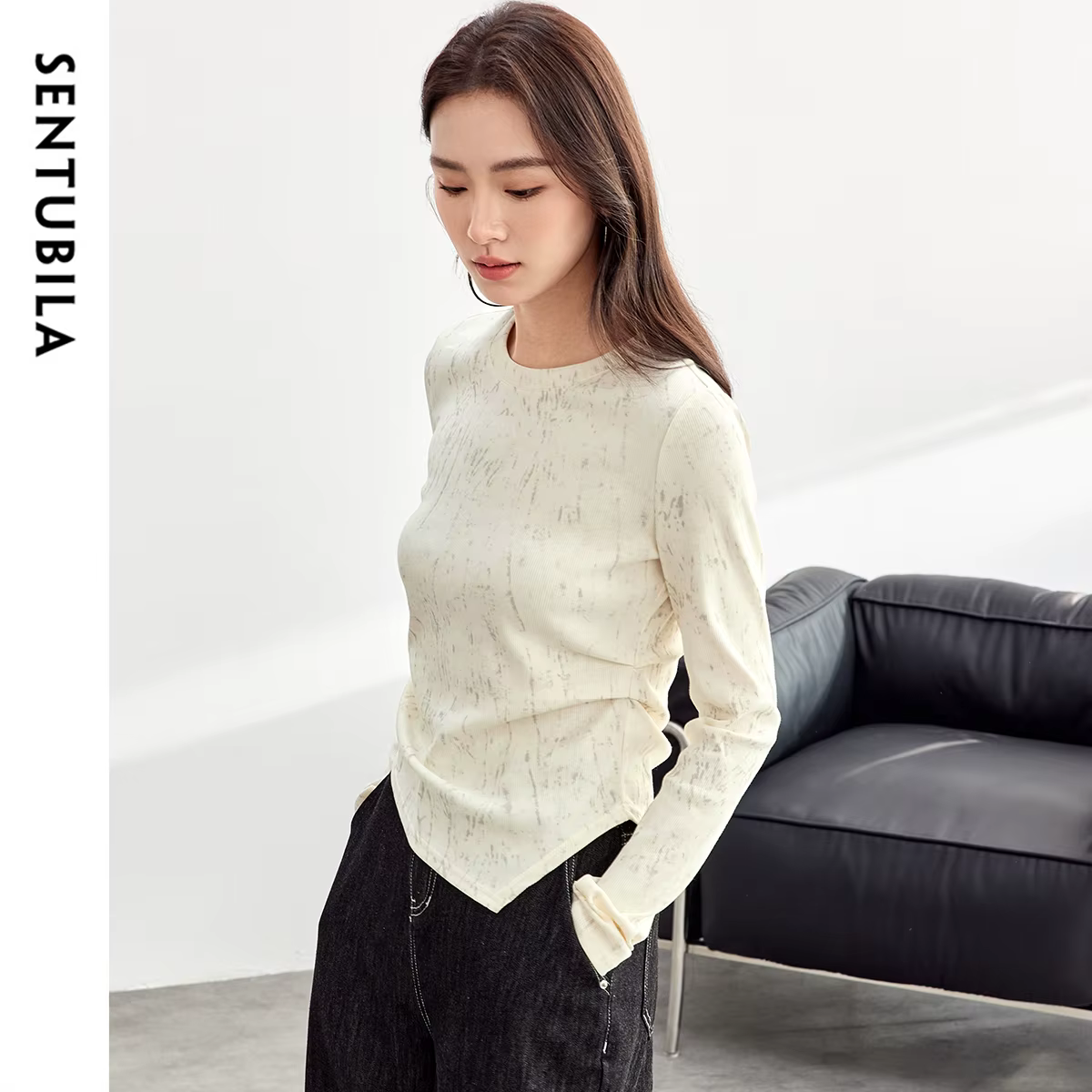 T-shirt en coton imprimé SENTUBILA pour femme