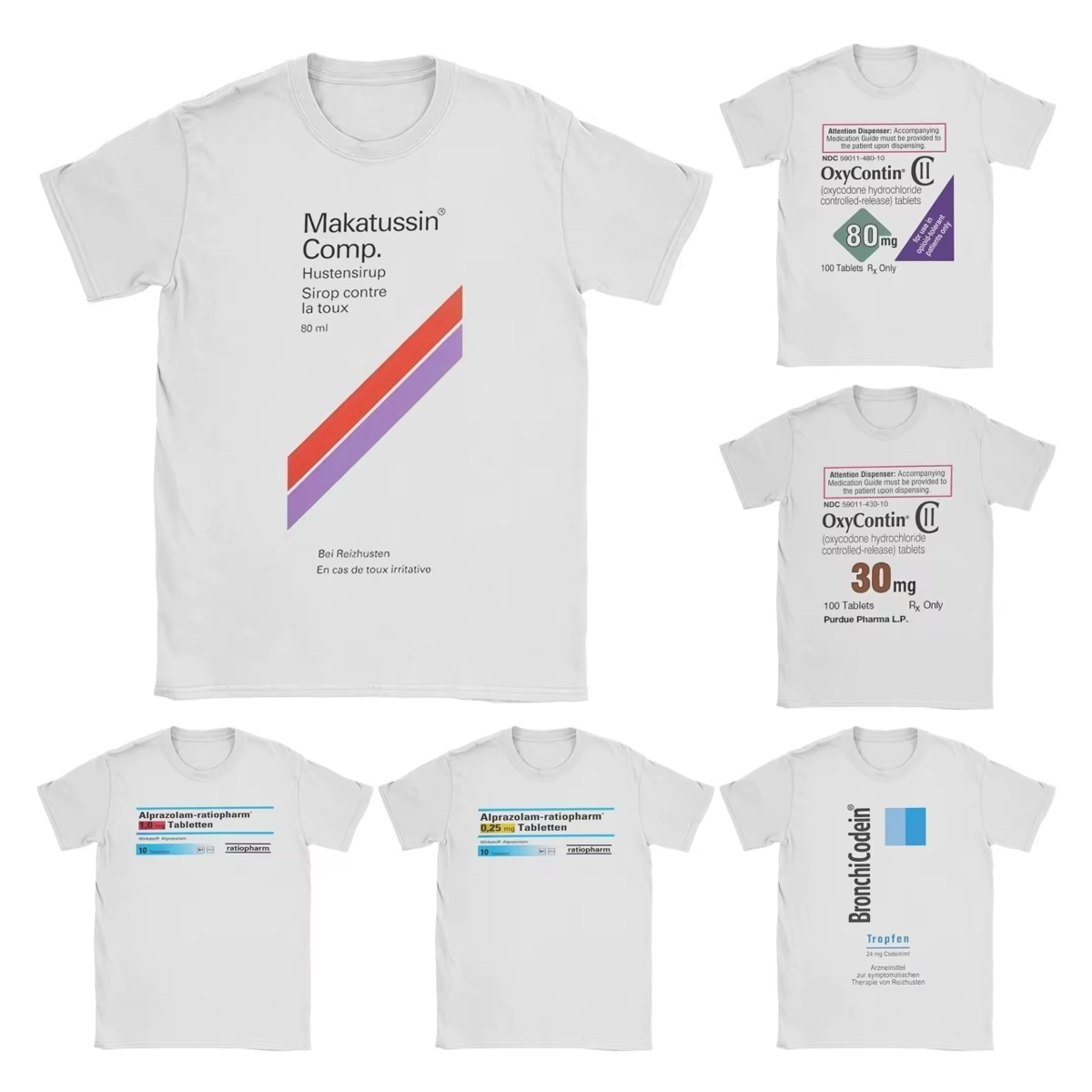Hommes T-Shirts Makatussin Comp 80ml étiquette Vintage coton t-shirt à manches courtes drôle