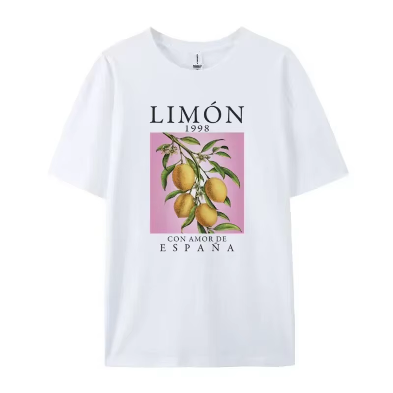 Citron Fruit imprimé T-Shirts coton femmes graphique hauts Vintage esthétique botanique Streetwear chemise Cottagecore vêtements surdimensionné