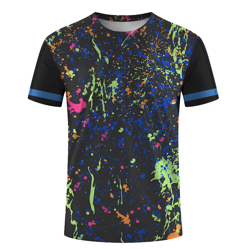T-shirt à motif d'épissage géométrique coloré pour hommes