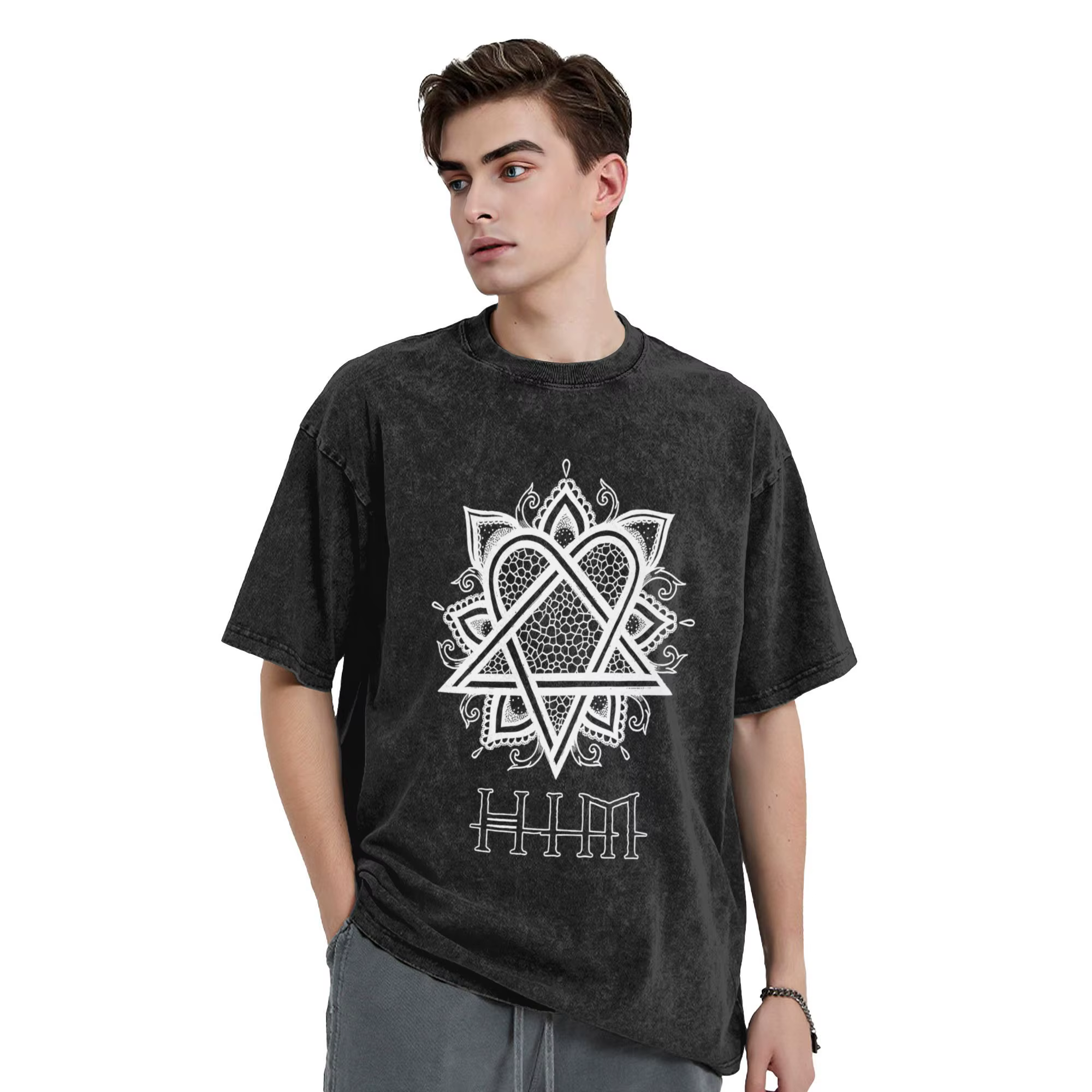 Hommes femmes T-Shirt lui groupe musique lavé T-Shirts tendance été