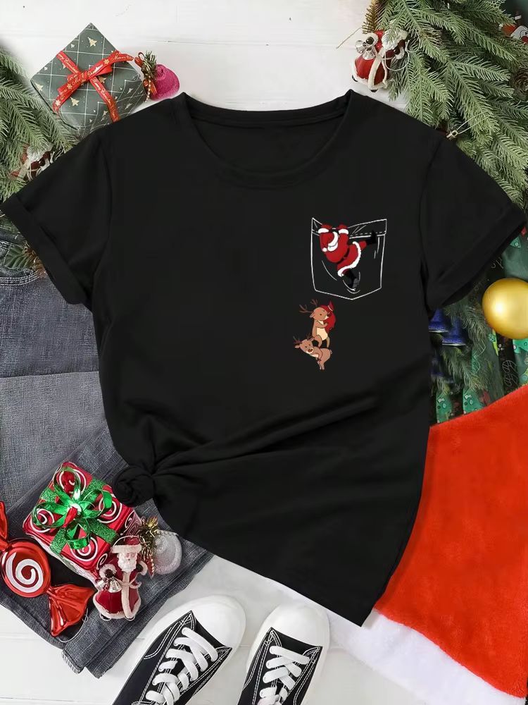 T-shirt imprimé joyeux Noël pour femme