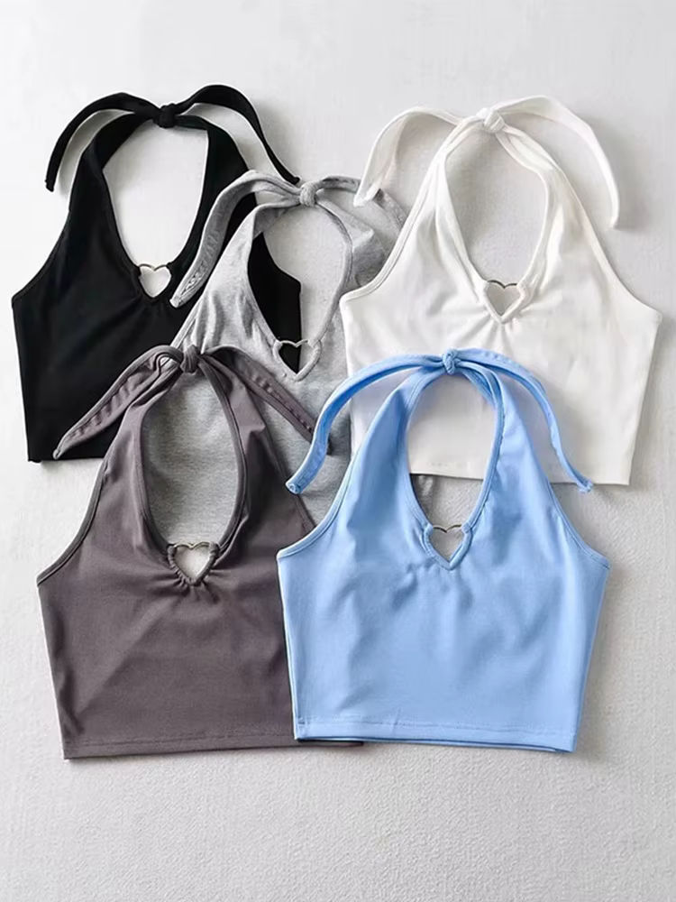 Débardeur doux Femme t-shirt Vintage Cami haut femmes vêtements licou t-shirts mode coréenne
