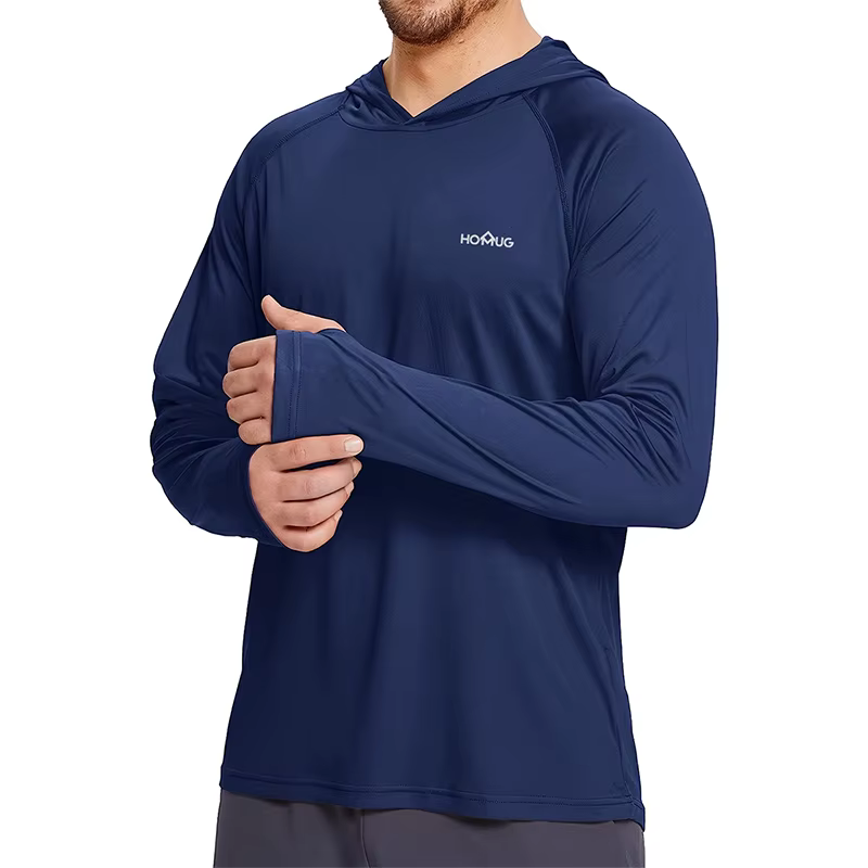 Protection solaire T-Shirt à capuche pour hommes UPF50 + Protection solaire T-Shirt à manches longues séchage rapide respirant randonnée crème solaire vêtements de pêche