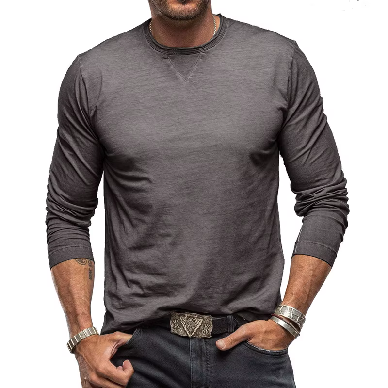 T-shirts à manches longues et col rond pour hommes