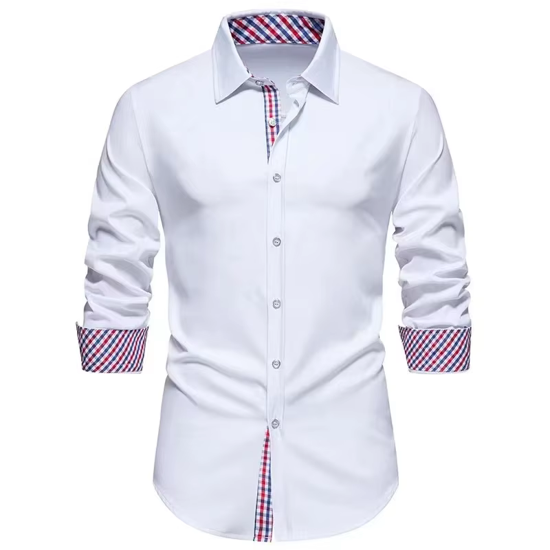 T-shirt à carreaux à manches longues pour hommes