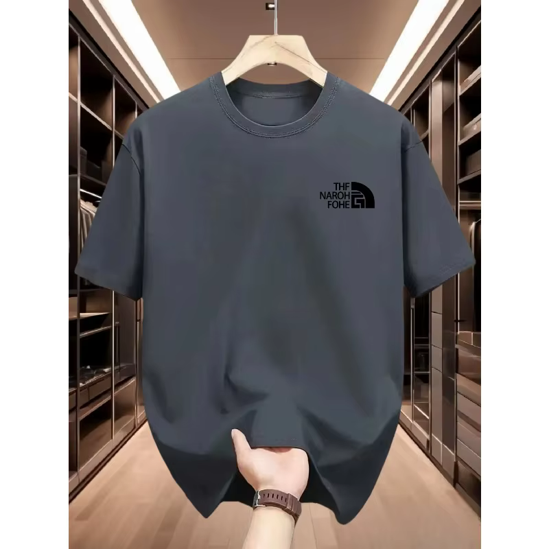 T-shirt à manches courtes et col rond pour hommes, T-shirt polyvalent et décontracté, imprimé, doux et tendance