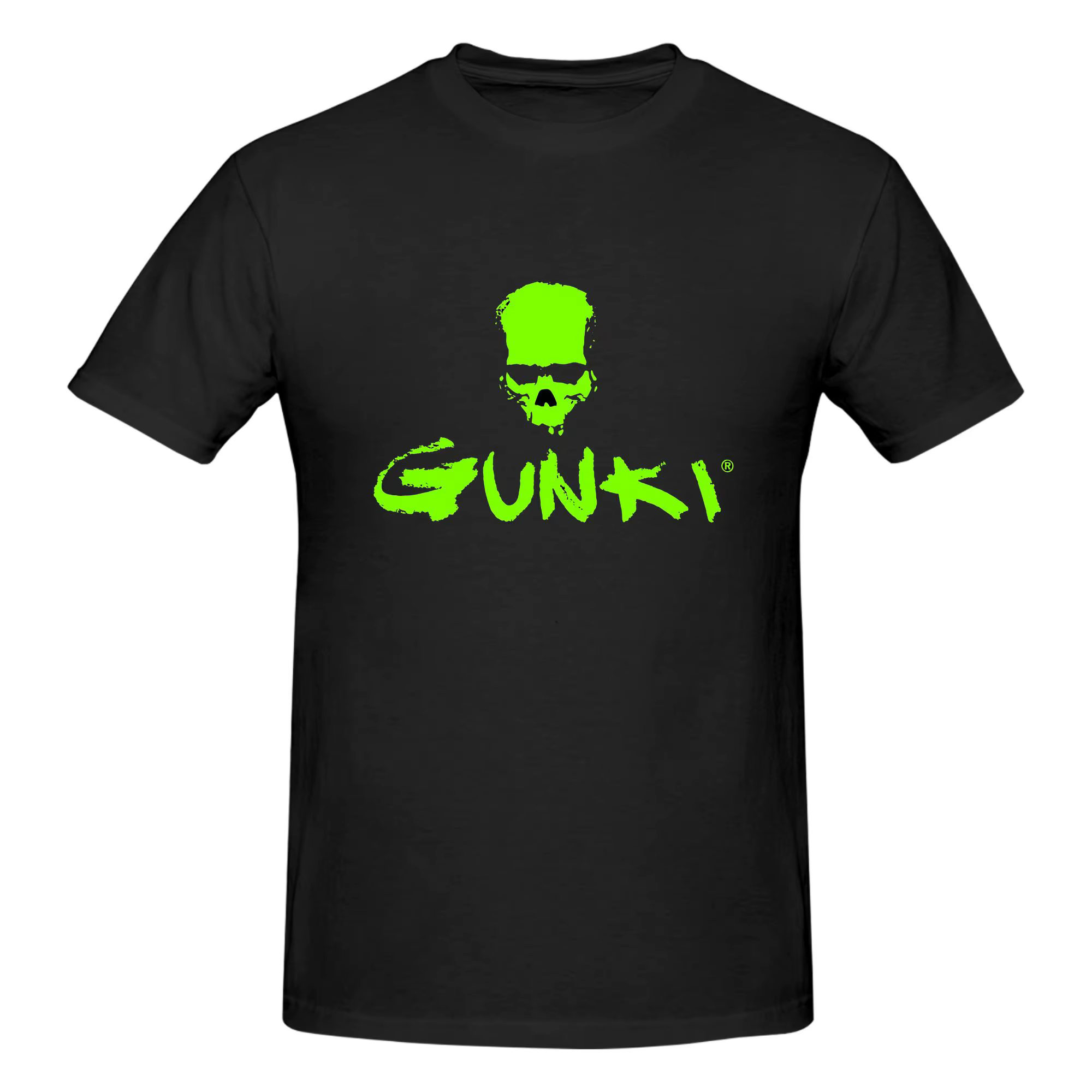 T-shirt Homme Double Face 100% Coton Col Rond Motif Crâne Pêche Gunki Logo