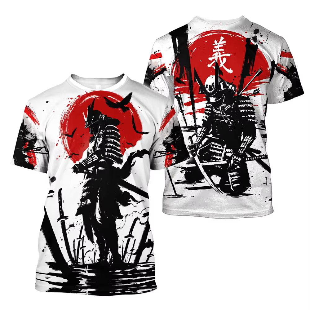 Samouraï japonais 3D imprimé T-Shirts été hommes femmes décontracté mode surdimensionné à manches courtes t-shirt