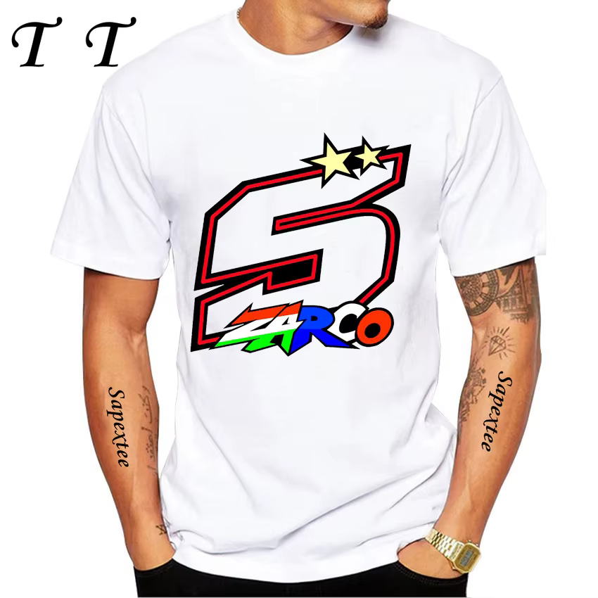 Johann Zarco 5 France GP équitation T-Shirt nouvel été hommes à manches courtes Hip Hop Sport garçon t-shirts occasionnels moto hauts blancs