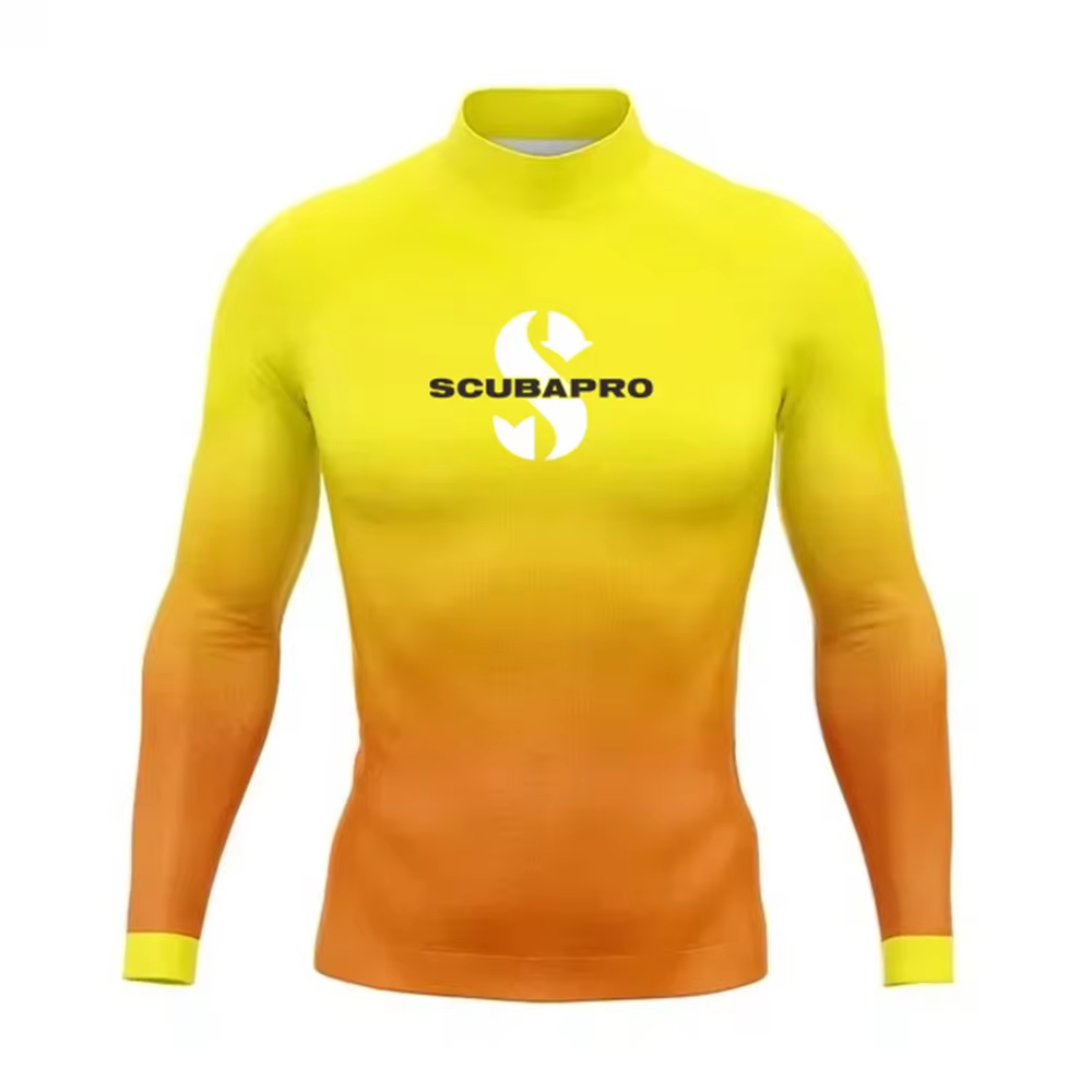 Été hommes éruption garde à manches longues Surf natation T-shirt plage Protection UV maillots de bain Lycra Surf plongée maillot de bain Rashguard chemise