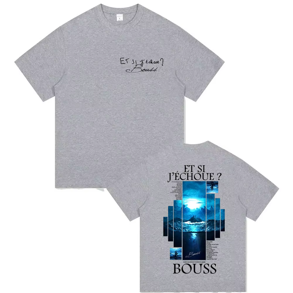Rappeur BOUSS ET SI J'ECHOUE? Tour 2025 t-shirt graphique hommes rétro Hip Hop manches courtes T-shirts pur coton