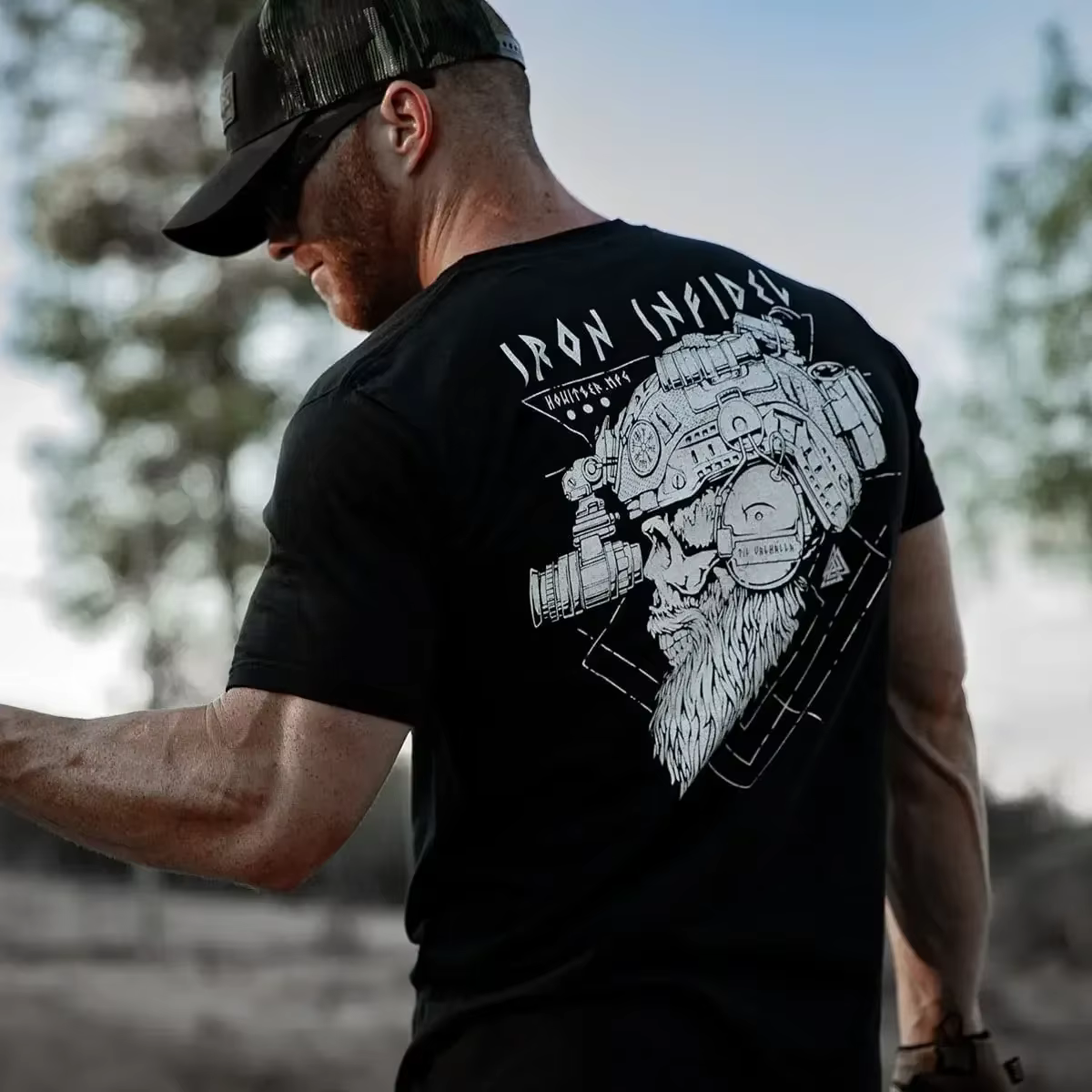 Til Valhalla chemise américaine barbe guerrier tactique crâne T-shirt nouveau 100% coton à manches courtes col rond