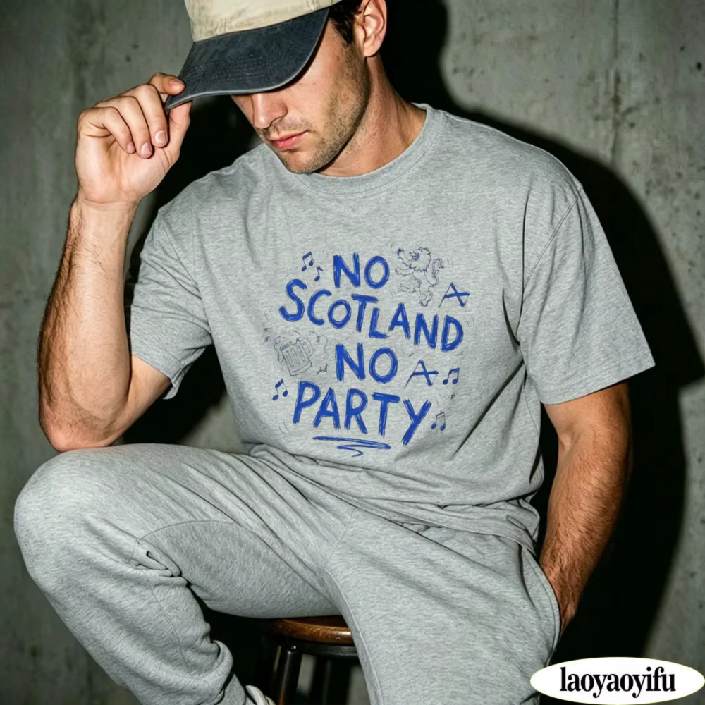 T-shirt graphique « No Scotland No Party » – Drapeau écossais