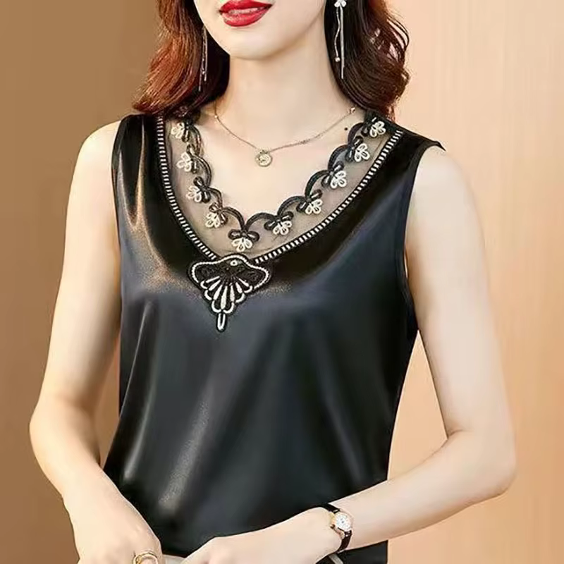 Débardeur à bretelles en satin pour femme