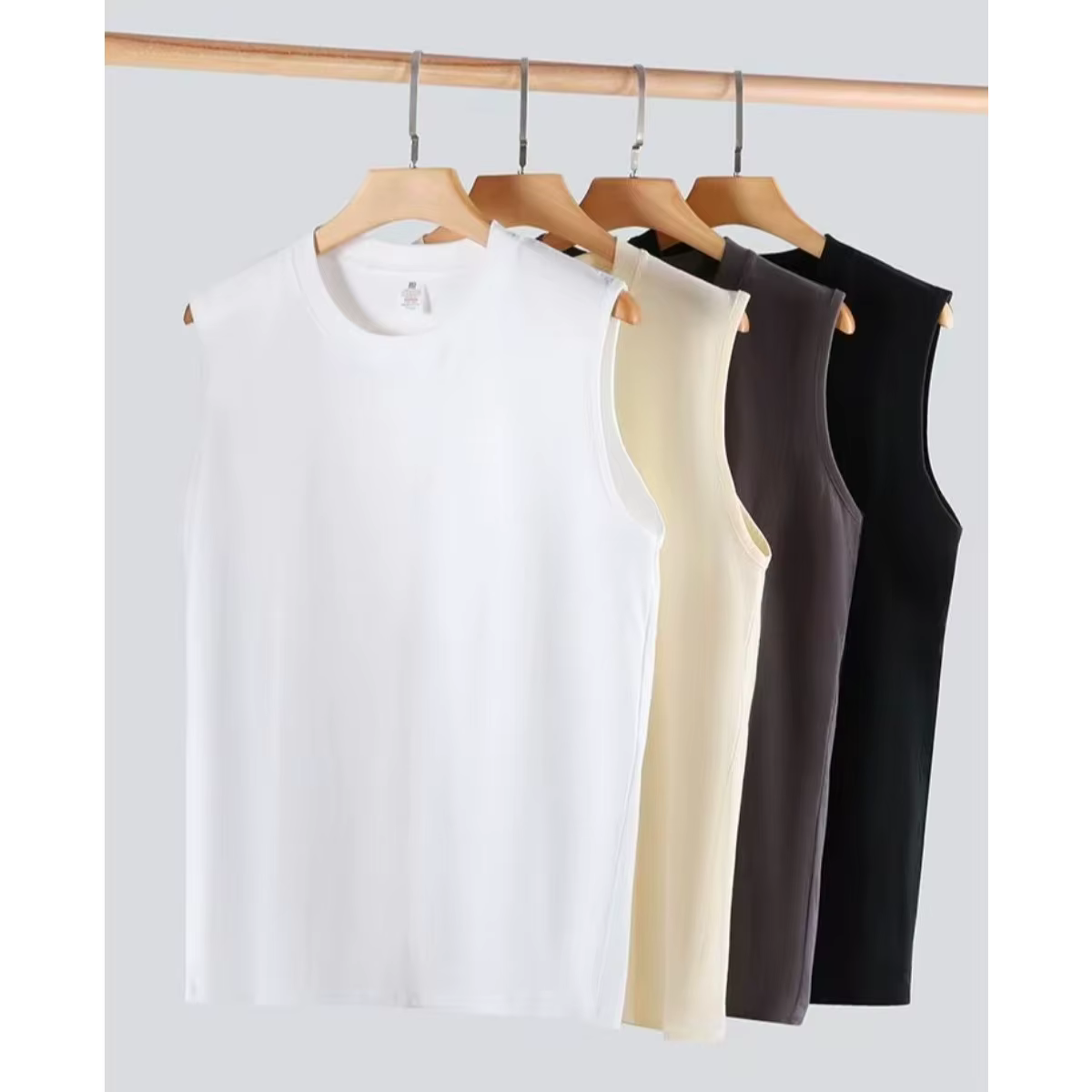 Vente flash - Vêtements d'été pour hommes - Débardeur basique élastique en coton pur - T-shirt sans manches