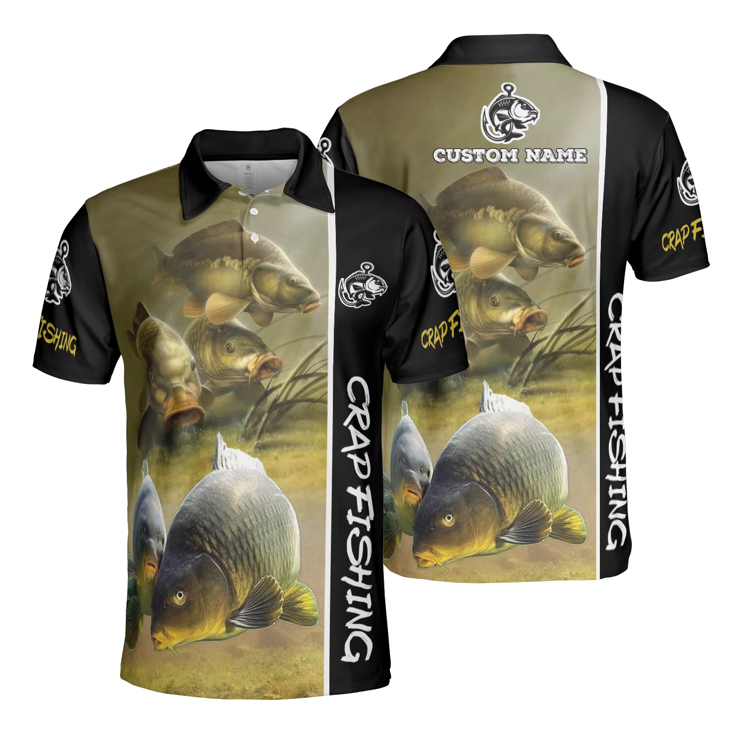 Nouveau T-shirt Polo de Pêche à la Carpe Personnalisé pour Hommes