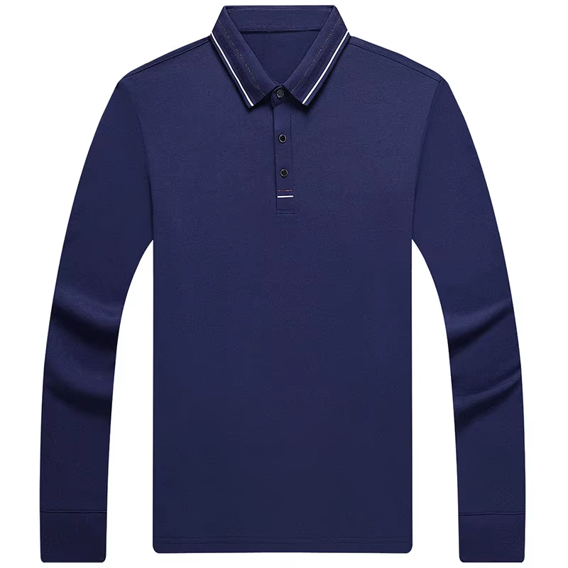Polo à manches longues pour hommes d'âge moyen, printemps-automne