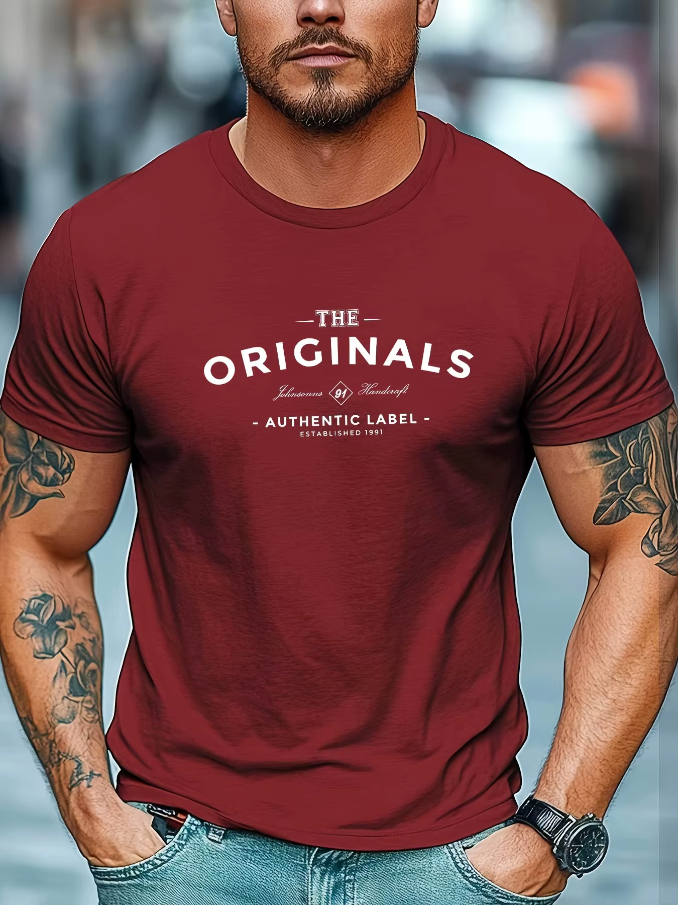 T-shirt à col rond en pur coton pour hommes