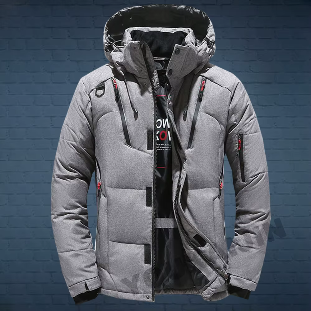 Doudoune 5XL pour hommes -20 ° C Manteau à capuche chaud en duvet de canard blanc pour l'hiver