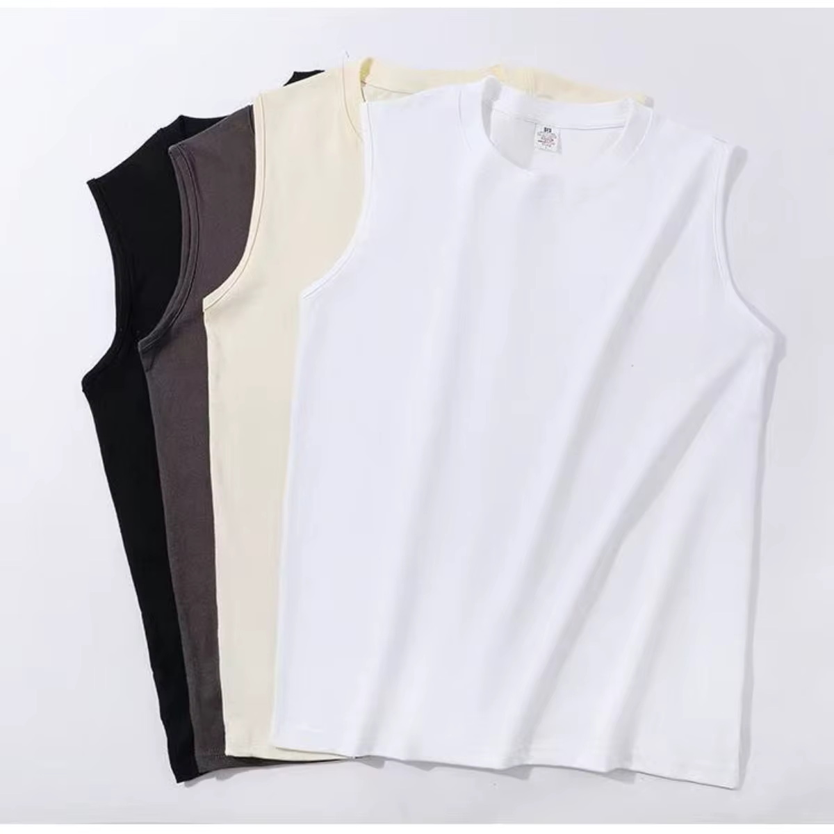Vente flash - Vêtements d'été pour hommes - Débardeur basique élastique en coton pur - T-shirt sans manches