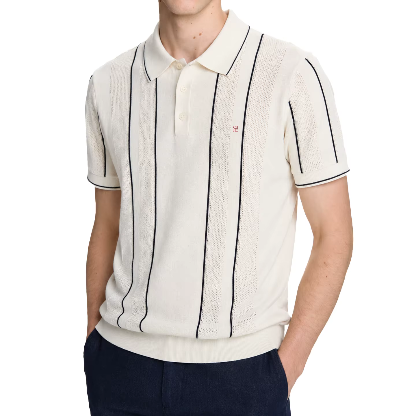 Polo en tricot rayé pour homme CH