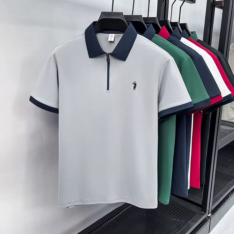 Marque haut de gamme Pony brodé chemise de polo à manches courtes mode respirant hommes décontracté demi-fermeture