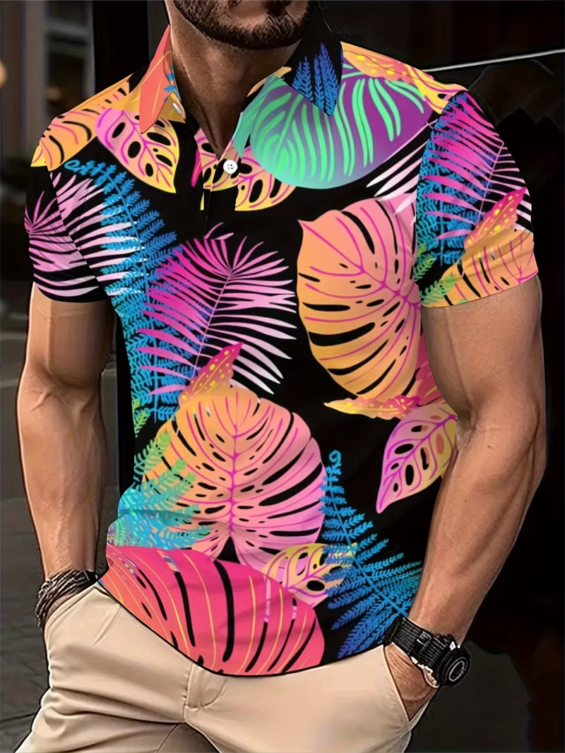 Polo pour homme coloré à motif psychédélique
